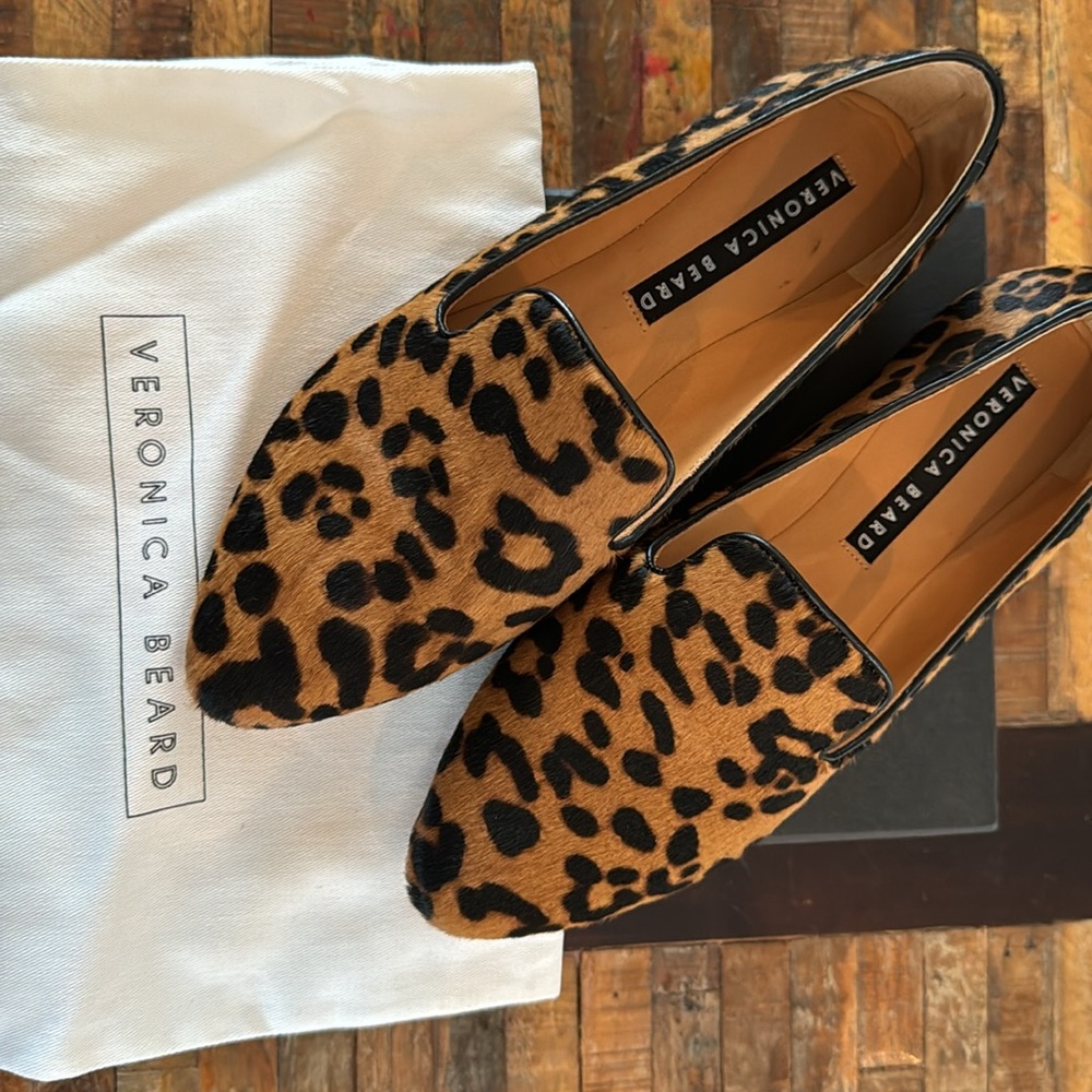 Veronica Beard ponyhair leopard loafers